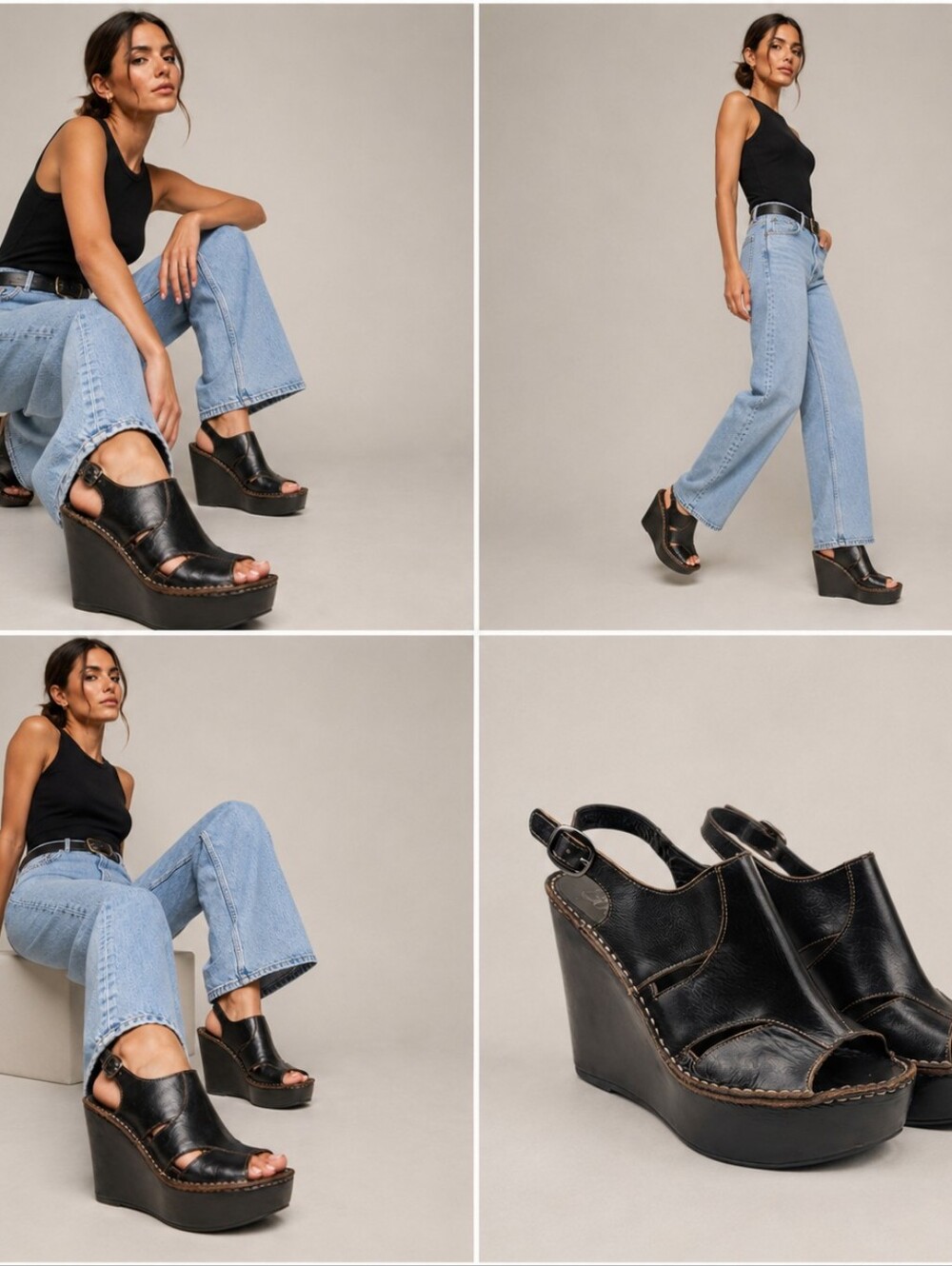 Barneys New York Italian Leather Platform Wedge Sandals EU 38 US 7.5/8  S4116 - Picture 3 of 11